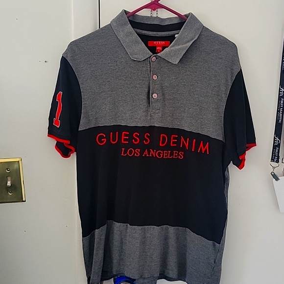 Guess los Angeles Black grey and red polo shirt - Picture 4 of 10